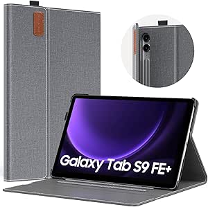 MoKo Case for Samsung Galaxy Tab S9 FE Plus 12.4-Inch 2023, Multi-Angle Stand Case Cover for Galaxy Tab S9 FE Plus Tablet (SM-X610/SM-X616) with S Pen Holder, Auto Wake/Sleep, Front Pocket, Space Gray