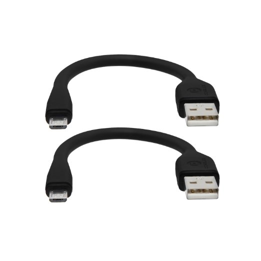 dCables Bendy and Durable Short Micro USB Charging Cable - Colored Micro USB Charging Cable for Samsung Galaxy S4 Galaxy S3 HTC One Google Nexus 7 Nexus 10 Android Phones Many Digital Cameras and More - 2 Pack Black