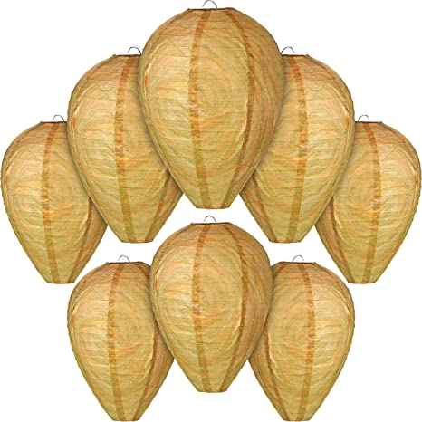 Wasp Nest Decoy Hanging Fake Wasp Nest Safe Fake Trap Non-Toxic Paper Decoy Effective Deterrent Bee Hornets Fake Nest for Home and Garden Outdoors (8, Warm Color)