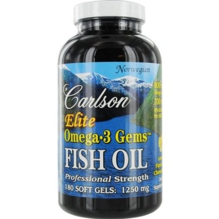 Carlson Labs Elite Omega-3 Gems Fish Oil 1250mg, 180 Softgels