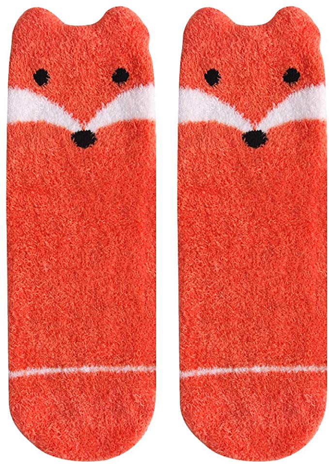 Novelty Crew Socks for Women,Vive Bears Fluffy Cute Design Anti-slip Socks Nice Gifts