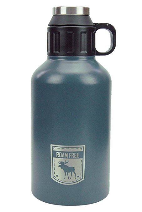 COLD-1 Stainless Steel Insulated Growler, Outdoor Series Roam Free, 64oz (Grey)