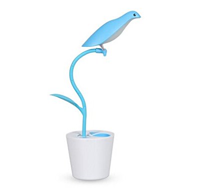 Bird Shape Smart Rechageable LED USB Table Desk Lamp Light (Blue)