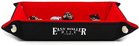 Premium Quality Collapsible Red Leather Lite Snap Dice Tray - Folding Dice Tray Lays Flat - 6 Inch x 4 Inch