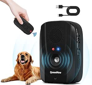 Anti Aboiement Chien Ultrason, Boitier Anti Aboiement Chien Automatique et à Distance 2 en 1, Portée à Distance de 600 Pieds avec Ultrasons/Son d'alarme/Enregistrement pour Intérieur et Extérieur