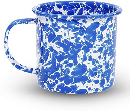 Enamelware Mug, 12 ounce, Blue/White Splatter (Single)