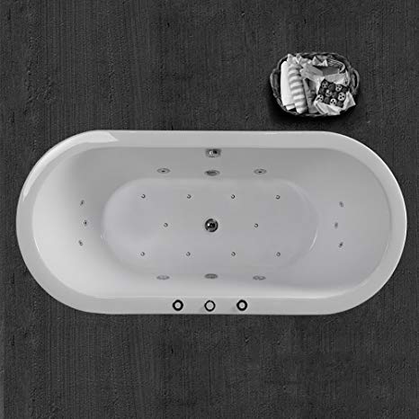 WOODBRIDGE White 67" Acrylic Freestanding Bathtub Contemporary Soaking Tub with Chrome Overflow and Drain, B-0030 / BTS1606, Whirlpool