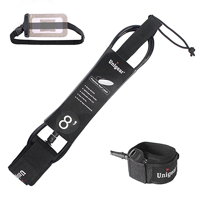 Unigear Premium Surf Leash Surfboard Sup Leash Maximum Strength with Waterproof Wallet, Fit All Surfboards