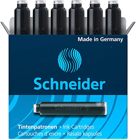 Schneider Fountain Pen Ink Cartridge, Box of 6, Black (06601)