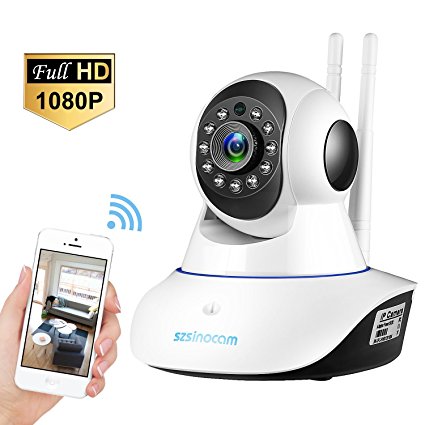 Wireless WiFi IP Camera, SZSINOCAM Baby Monitor 1080P HD WiFi Home Security Surveillance Camera (Aerial Aluminum Alloy Chip)For Elder/ Pet/Nanny Monitor, Pan/Tilt, Two-Way Audio & Night Vision.