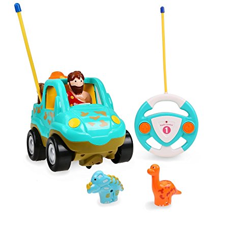 Holy Stone Cartoon RC Dinosaur Car with Music and Lights Electric Radio Control Toy for Baby Toddlers Kids Children