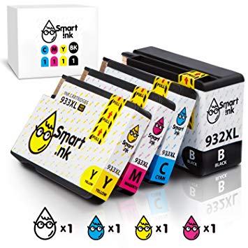 Smart Ink Compatible Ink Cartridge Replacement for HP 932 XL 933 XL 932XL 933XL High Yield 4 Pack (Black & C/M/Y) Ink Cartridges High Capacity for HP Officejet 6600 6100 6700 7110 7610 7612 Printers