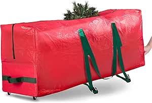 Rolling Christmas Tree Storage Bag with Wheels 7.5 FT - Easy Carry & transport Xmas Tree Bag with Durable Wheels & Handles - 100% Waterproof Xmas Tree Storage Box Protects from Dust Moisture & Insect