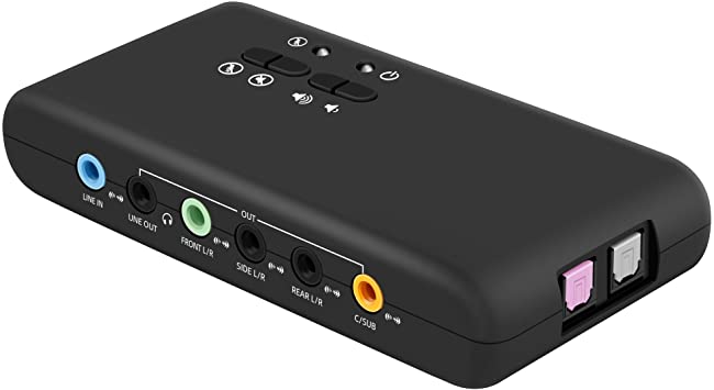 LEAGY USB 7.1 External Sound Card (8-Channel) - 7.1 Channel USB Soundbox - Dynamic 3D Surround Sound - UP to 8 Speakers - Simultaneous Recording and Playback - Analog and Digital Audio Equipment