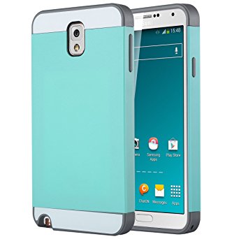 ULAK Slim Hybrid Dual Layer Rubber Bumper Hard Case with Card Slot for Samsung Galaxy Note 3 N9000 - Mint/Gray