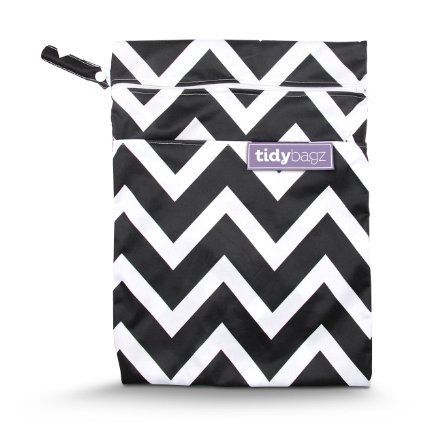 Tidybagz Wet Bag Chevron Print 2 Zippered Compartments Waterproof Great For Cloth Diapers & More Wet Dry Bag