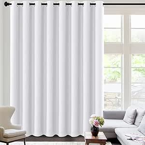 H.VERSAILTEX White Curtains for Sliding Glass Door Room Divider Curtains Noise Reduce Barrier Privacy Curtain Panel Portable Window Screen Sliding Partition, W120 x L96 inches/8' Tall by 10' Wide