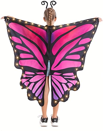 Hsctek Child Light-Up Butterfly Wings with Butterfly Antenna Headband