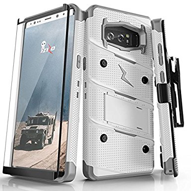 Samsung Galaxy Note 8 Case, Zizo [Bolt Series] FREE [Curved Full Glass Screen Protector]Kickstand[12 ft. Military Grade Drop Tested]Holster Note 8