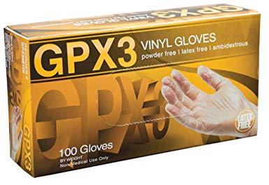 AMMEX - GPX342100-BX - Vinyl Gloves - GPX3 - Disposable, Powder Free, Industrial, 3 mil, Small, Clear (Box of 100)