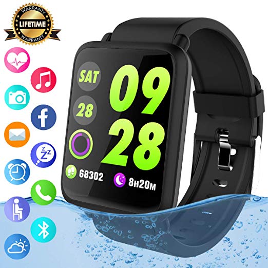 Smart Watch, Fitness Tracker Smartwatch Activity Tracker with Heart Rate Blood Pressure Monitor IP67 Waterproof Fitness Watch Sports Wrist Android Watch Wristbands for Samsung iOS Phones Men Women