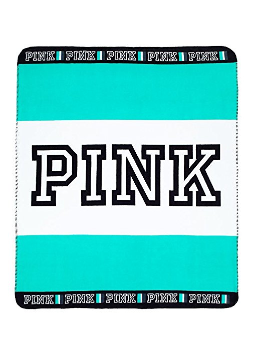 Victoria`s Secret pink cozy soft blanket Aqua / white / black 2016