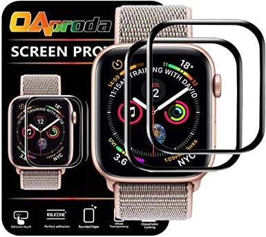 [2 Pack New Upgraded] OAproda Screen Protector for Apple Watch 6/SE 44MM 2020 No Bubble,3D Curved Edge,Anti-Scratch-Proof Flexible Film Protector for Apple iWatch SE 44MM Series 6/5/4 with Installation Frame