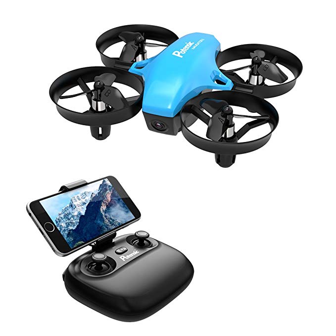 Potensic A20W Mini Drone for Kids with Camera, RC Portable Quadcopter 2.4G 6 Axis-a 6 Altitude Hold, Headless, Remote Control, Route Sett, Azure