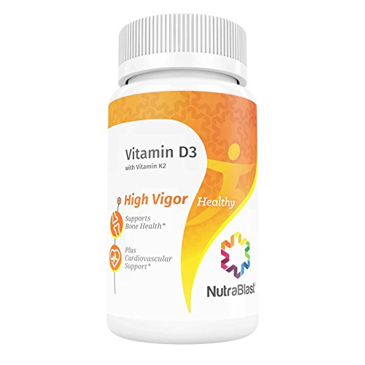NutraBlast Vitamin D3 & K2 2000IU/ 75Mcg Cholecalciferol & Mk7 - Non-GMO - Supports Cardiovascular, Immune System, Teeth, Bones and Brain Health - Made in USA (90 Cherry Chewable Tablets)