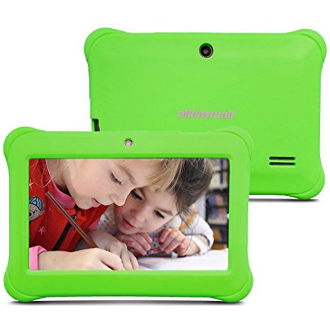 Alldaymall Kids Tablet, 1GB RAM ( 7 inch, WiFi, Quad Core, 8GB ROM, Bluetooth, USB, OTG, Safely Kids Mode ) Green Silicone Case