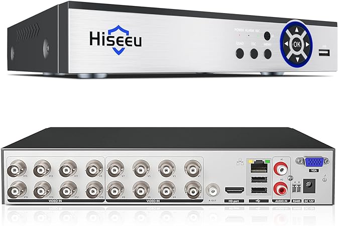 Hiseeu 16 Channel DVR, 5MP/1080P Digital Video Recorder, DVR for Security Camera, AHD/TVI/CVI/Analog/IPC 5 in 1 Hybrid Security DVR, Free Remote Access APP, Motion Alert (No Hard Drive)