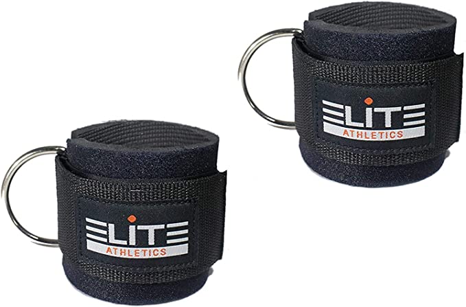 ELITE ATHLETICS Ankle Straps for Cable Machines (Pair) – Premium Ankle Straps Attachment for Legs, Abs and Glute Exercises