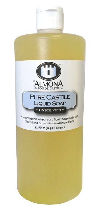 La Almona - Pure Castile Liquid Soap (Unscented), 32 Oz
