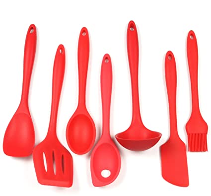 Chef Craft 7 Piece Silicone Kitchen Tool and Utensil Set, Red