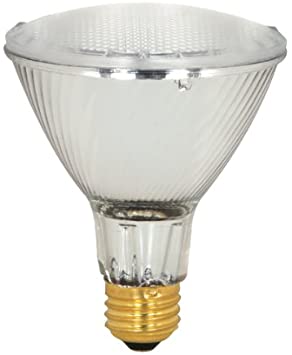 Satco S2241 39 Watt (50 Watt) 530 Lumens PAR30 Long Neck Halogen Wide Flood 50 Degrees Clear Light Bulb, Dimmable