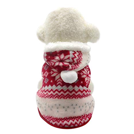 Beirui Christmas Cute Fleece Dog Jacket - Small Dogs Yorkie Winter Coat Soft Flannel Pajamas Padded Vest - Warm Pet Puppy Jumpsuit