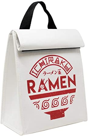 Ripple Junction Naruto Shippuden Leaf Village Logo with Ichiraku Ramen Bowl Roll Top Lunch Bag Reusable and Washable