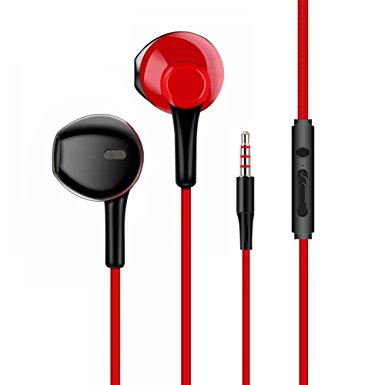 Wired Earbuds,Tenfly Noise Isolating Sleeping Stereo Headphones with Microphone and Volume Control for iPhone iPod iPad Samsung Galaxy and Android Compatible (black and red)