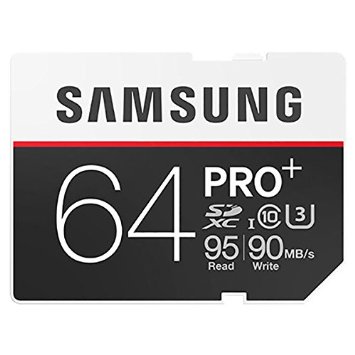 Samsung Pro Plus 64GB Class 10 U3 UHS-1 SDXC Memory Card for Digital Camera DSLR Camcorder Laptop Up to 95MBs Read Up to 90MBs Write Speed