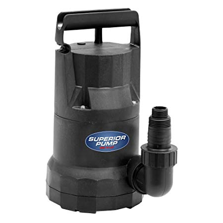 Superior Pump 91359 1/3 HP Side-Discharge Thermoplastic Sump Pump, Oil Free