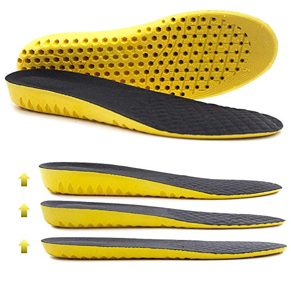 Ailaka Elastic Shock-absorbing Height Increasing Sports Shoe Insole, Soft Breathable Honeycomb Orthotic Replacement Insoles for Men and Women