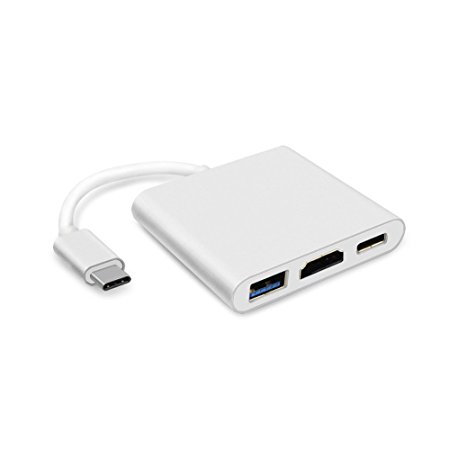 USB Type C Hub HDMI Adapter 4K - 3 in 1 Digital Multiport Hub USB C to HDMI Converter with 3.0 USB Port and Type C 3.1 Charging Port for Macbook,ChromeBook Pixel,Samsung S8