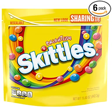 Skittles Brightside Sharing Size Candy, 15.6 Oz Bag (Pack of 6)