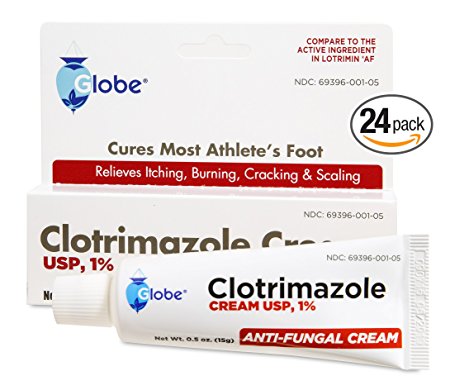 [24 PACK] Clotrimazole 1% Cream 0.5 oz (Compare to Lotrimin) TRAVEL PACKS (24)