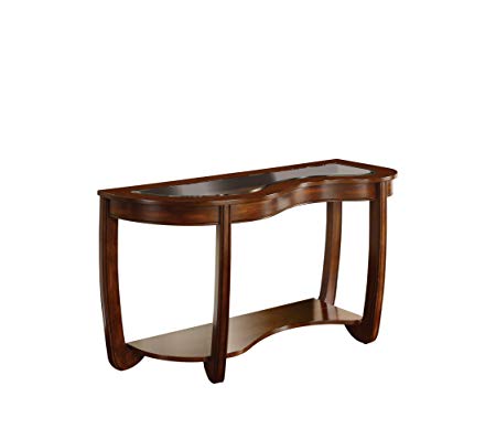 Furniture of America Byrnee Sofa Table with 5mm Beveled Glass Top, Dark Cherry Finish