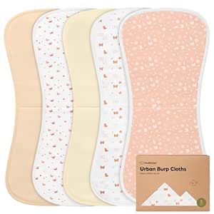 Organic Burp Cloths for Baby Boys and Girls - 5-Pack Super Absorbent Burping Cloth, Burp Clothes, Soft & Plush Newborn Towel, Milk Spit Up Rags, Burpy Cloth Bib for Unisex, Burping Rags(Butterflies)