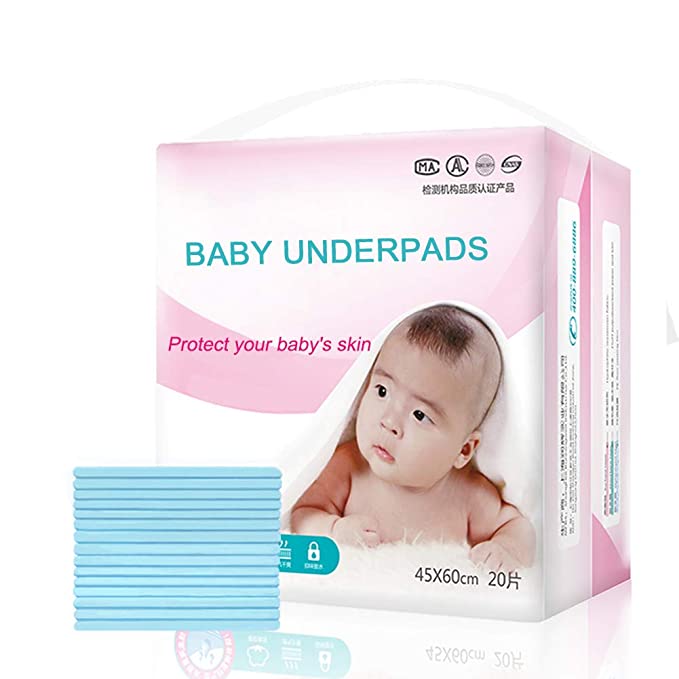 Disposable Underpads, Leak-Proof Breathable Waterproof Underpads Mattress Play Pad Sheet Protector, 20 Pack Disposable Incontinence Bed Pads for Baby Adults, and Pets(18x24IN)