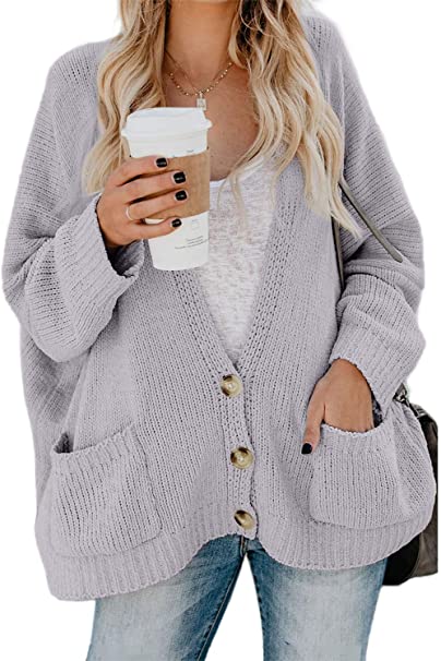 Dokotoo Womens Winter Open Front Long Sleeve Chunky Cable/Chenille Knit Cardigan Sweater Coats S-XXL