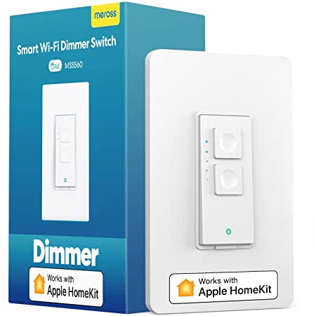 meross Smart Dimmer Switch Apple Homekit Single Pole, Alexa Google Assistant & SmartThings, 2.4Ghz WiFi Light Switch for Dimmable LED, Neutral Wire Required, Remote Control Schedule, 1 Pack