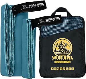 Wise Owl Outfitters Camping Towel - Ultra Soft Compact Quick Dry Microfiber - Great For Fitness, Hiking, Yoga, Travel, Sports, Backpacking & The Gym XL 30x60 Marine Blue